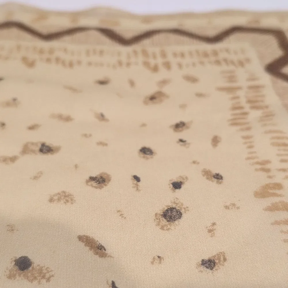 Vintage Elaine Gold for Collection XIIX Tan & Brown Square Silk Scarf Old Money